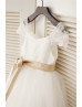 Ivory Lace Tulle Cap Sleeves Flower Girl Dress 
